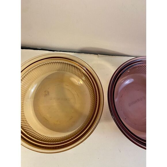2 Vision Corningware bowls lid amber cranberry - Picture 2 of 6